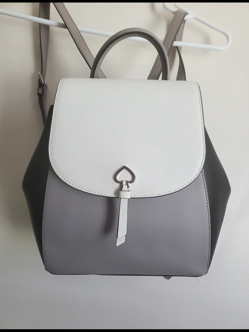 White and Gray Colorblock Women’s Backpack Purse